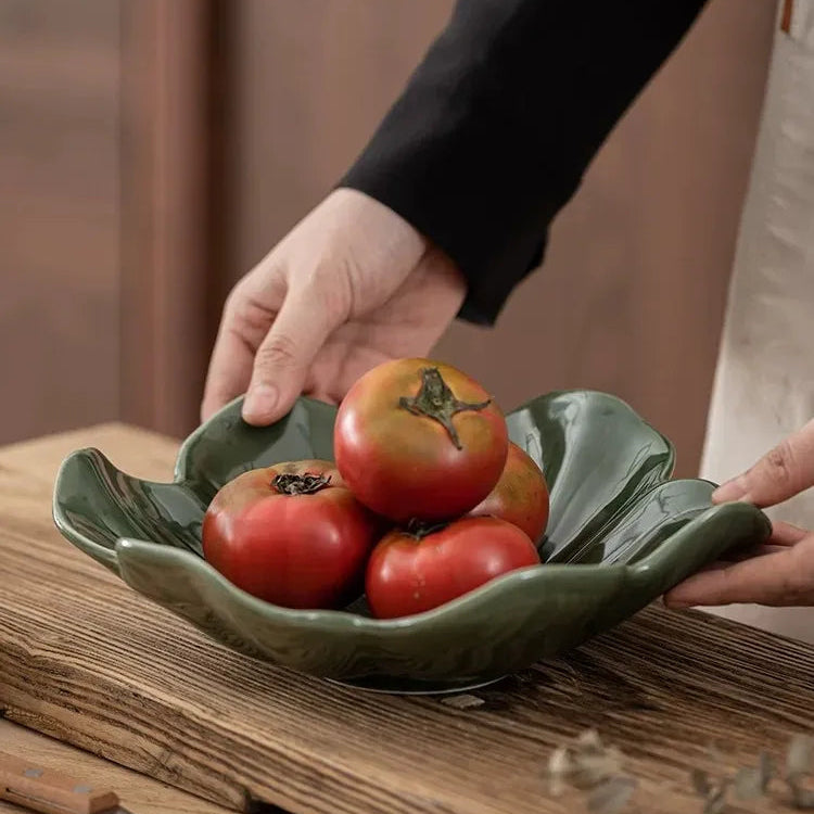 Ceramic Green Floral Bowl