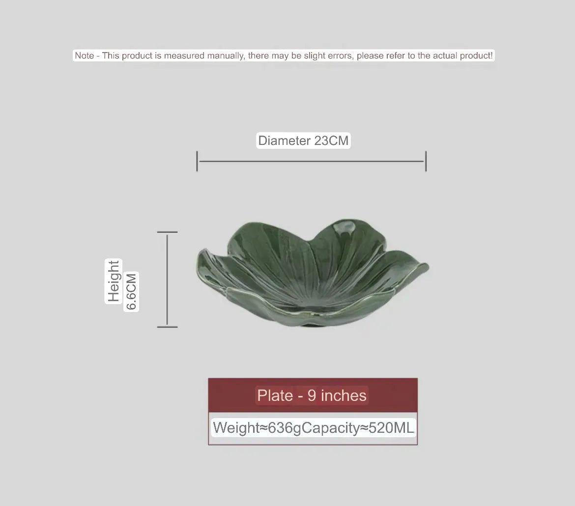 Ceramic Green Floral Bowl