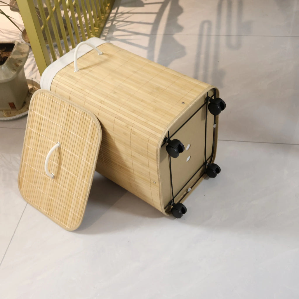 Bamboo Laundry Basket with wheel