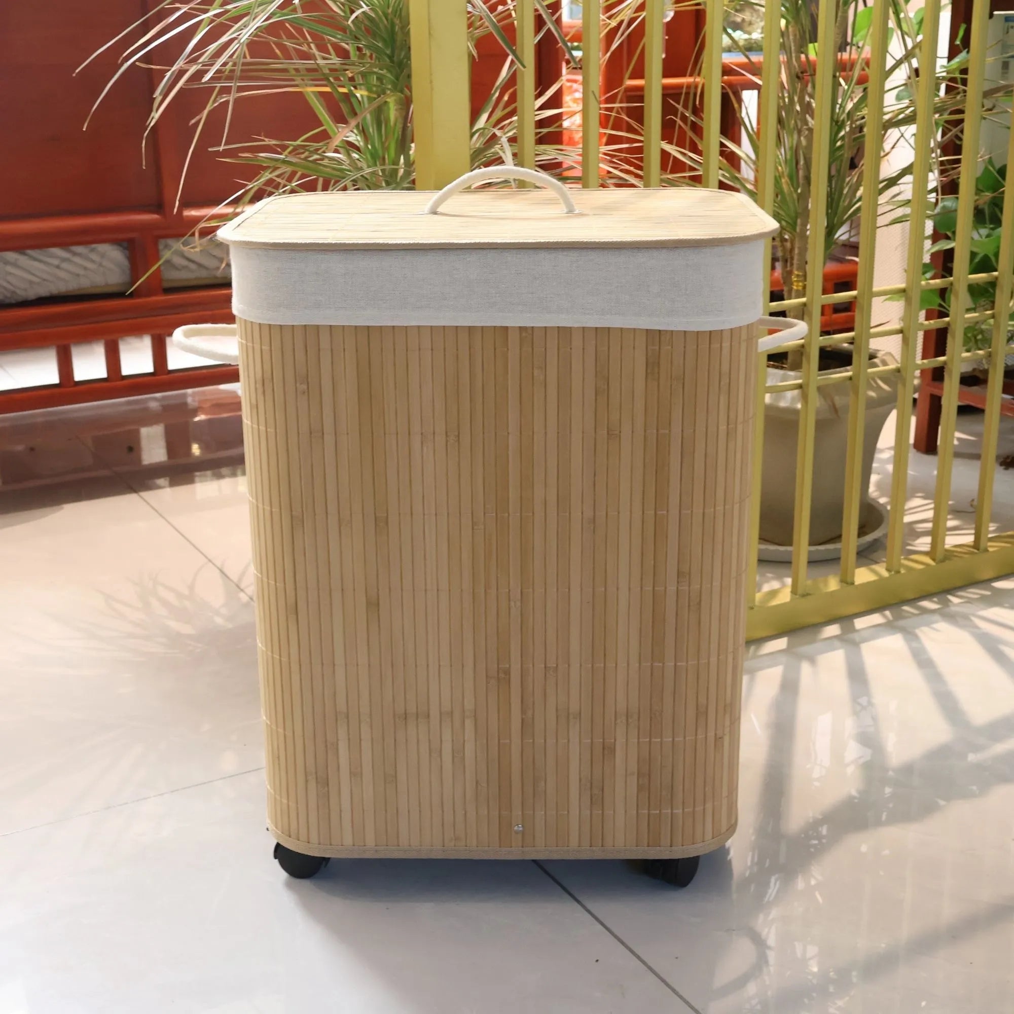 Bamboo Laundry Basket with wheel