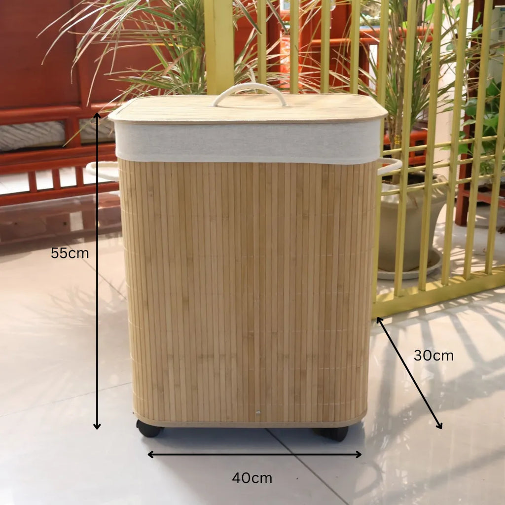 Bamboo Laundry Basket with wheel