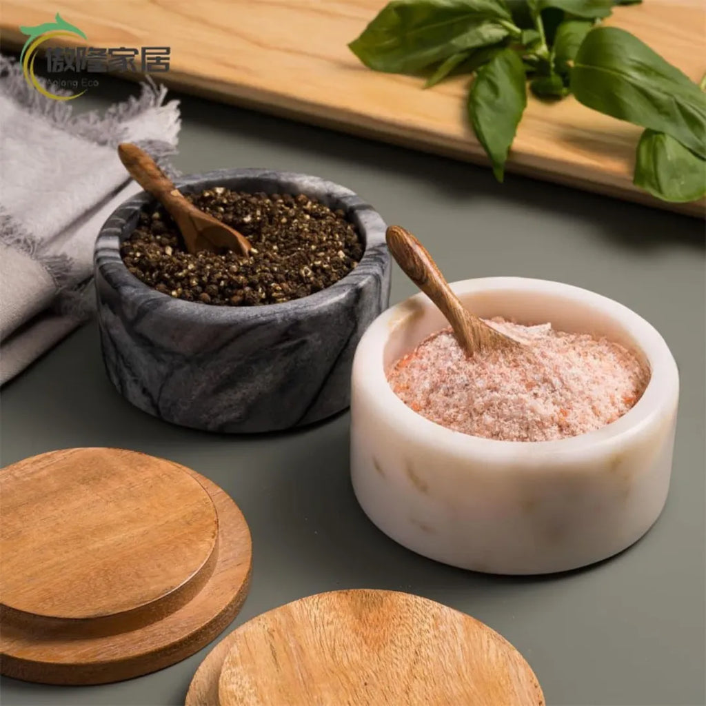 Stone Marble Spice Jar with spoon